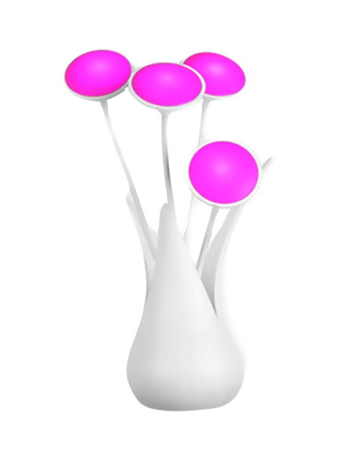 مصباح ليلي بإضاءة LED على شكل مزهرية وردي/أبيض 26x8.5x8.5سم - Image 1