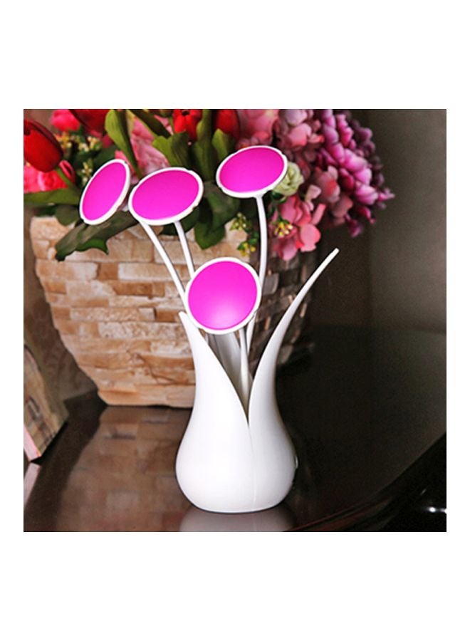 مصباح ليلي بإضاءة LED على شكل مزهرية وردي/أبيض 26x8.5x8.5سم - Image 2