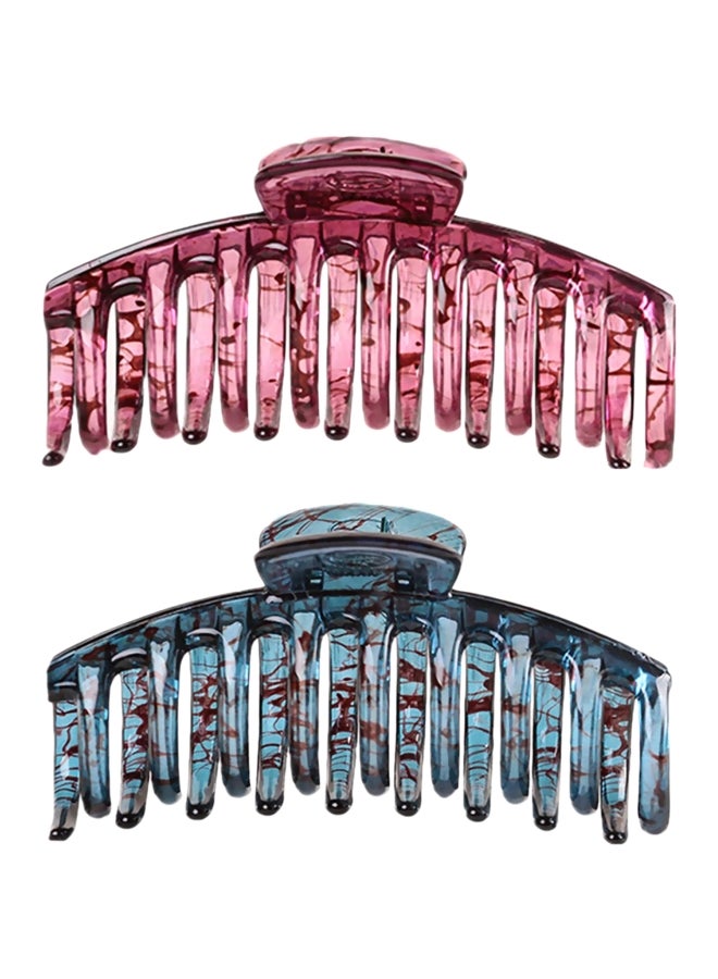 Prettyou 2-Piece Plastic Resin Claw Clip Brown/Blue