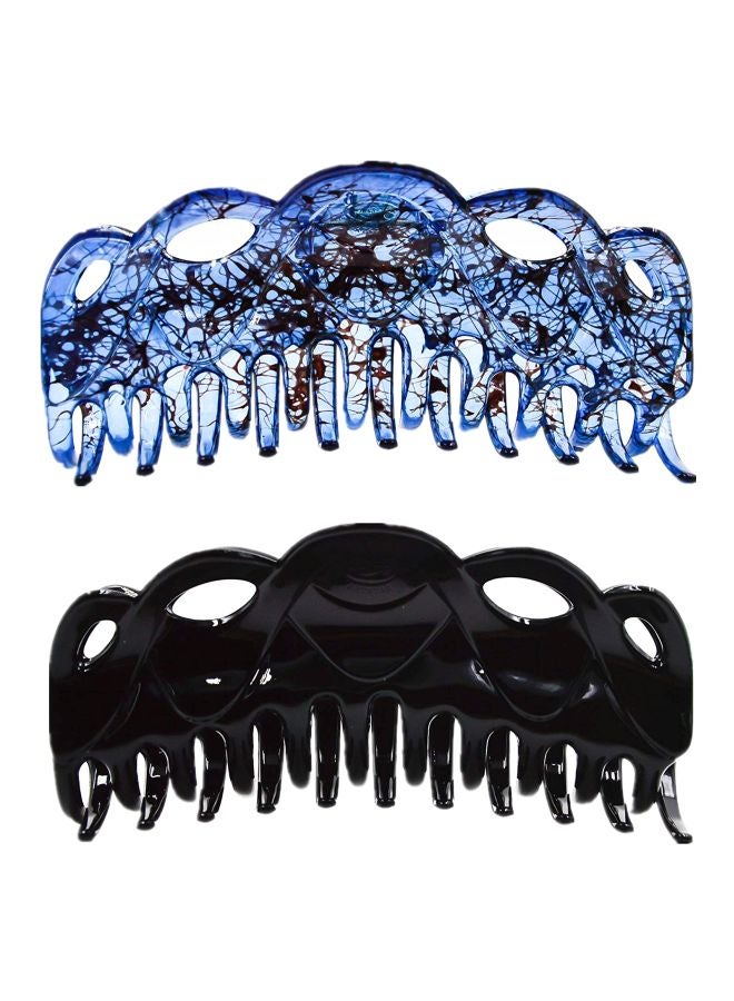 Prettyou Pack Of 2 Banana Claw Clip Set Blue/Black 5.5inch