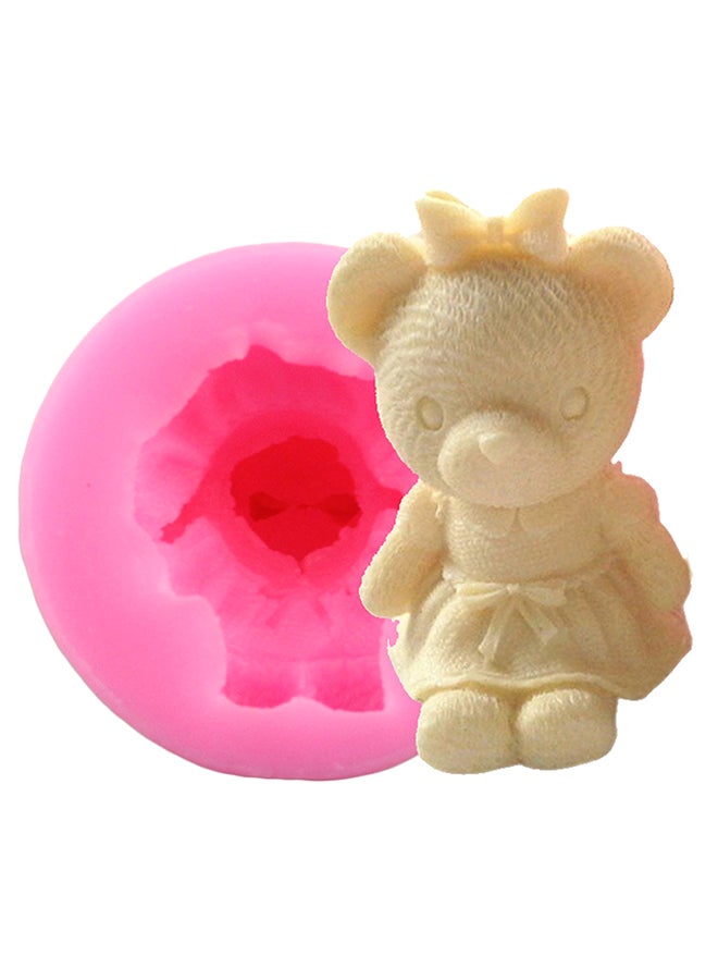 طقم قوالب لصنع الشمع والصابون بتصميم دب ثلاثي الأبعاد يمكنك استخدامها بنفسك، مكون من قطعتين وردي 1.89x2.16بوصة - Image 3