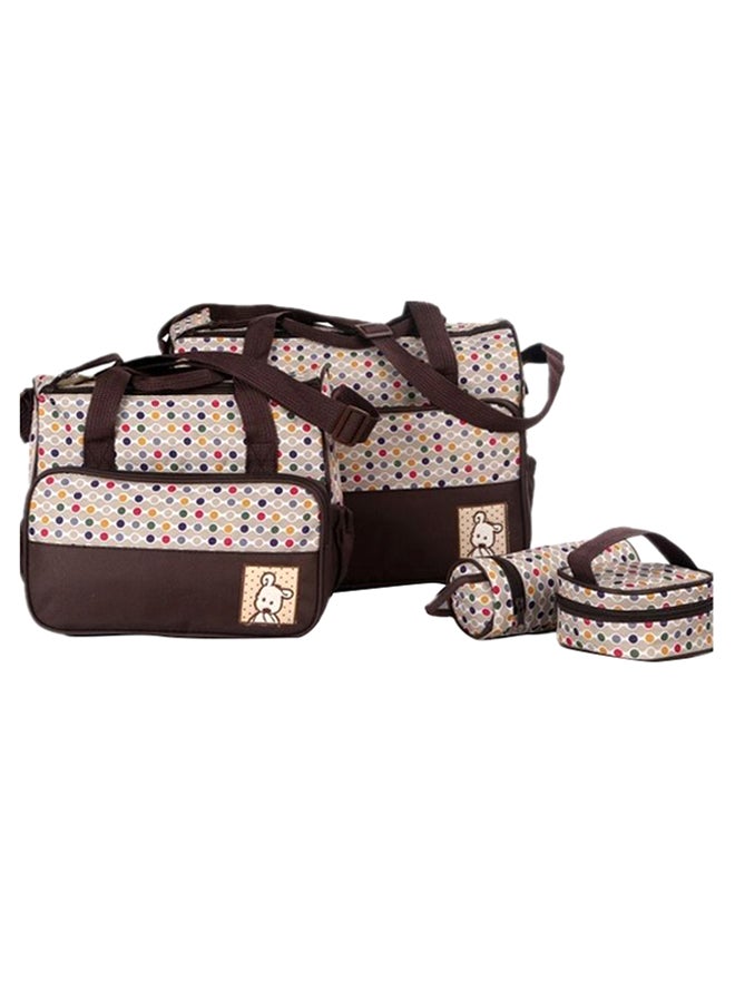5-Piece Baby Nappy Travel Tote Dotted Handbag Set 