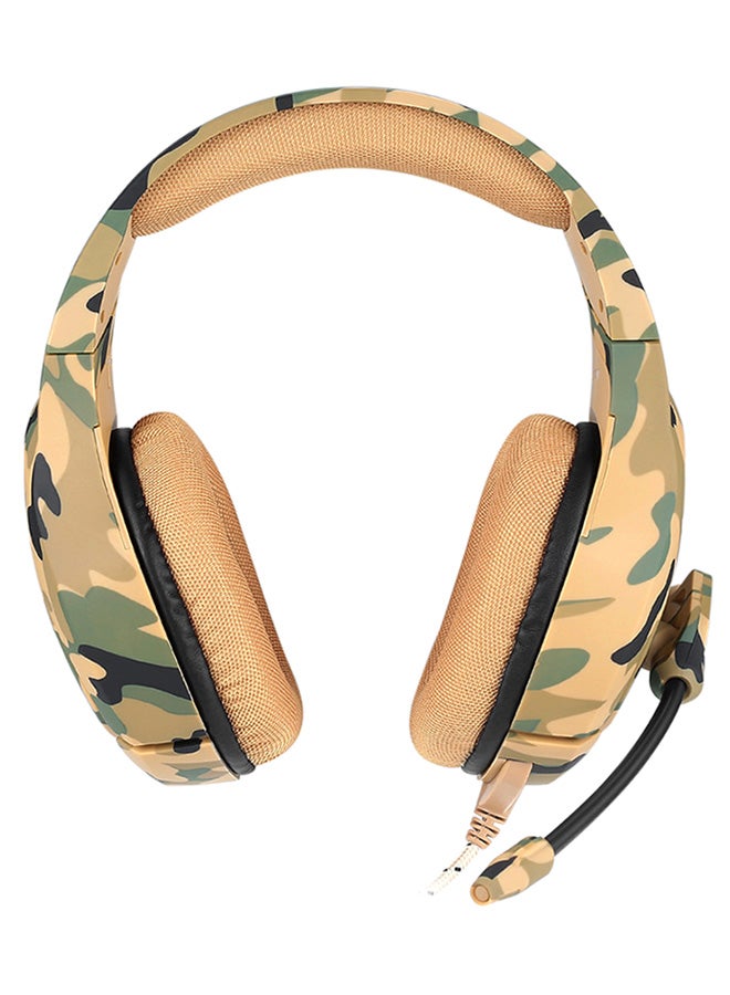 سماعات رأس K1B ميني ون بتصميم يغطي الأذن لجهاز بلاي ستيشن 4 إكس بوكس أصفر مموه كالزي العسكري - Image 1