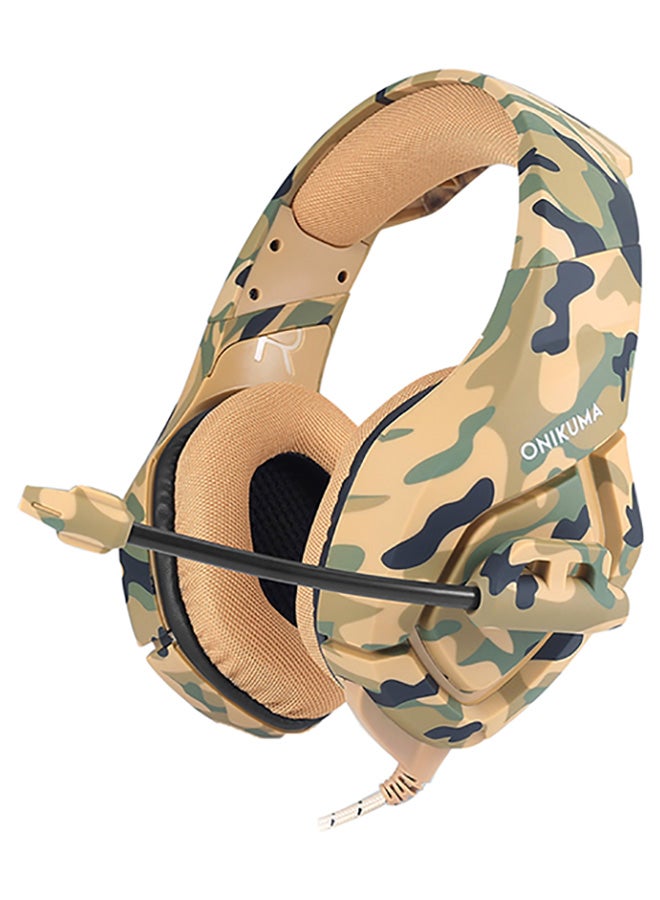 سماعات رأس K1B ميني ون بتصميم يغطي الأذن لجهاز بلاي ستيشن 4 إكس بوكس أصفر مموه كالزي العسكري - Image 2