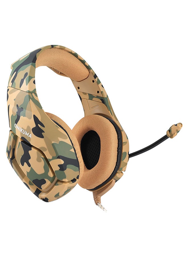 سماعات رأس K1B ميني ون بتصميم يغطي الأذن لجهاز بلاي ستيشن 4 إكس بوكس أصفر مموه كالزي العسكري - Image 3