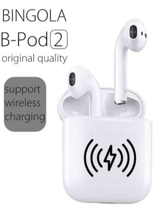 Bingola - Bluetooth In-Ear Stereo Earphone With Wireless Charging White - Image 1