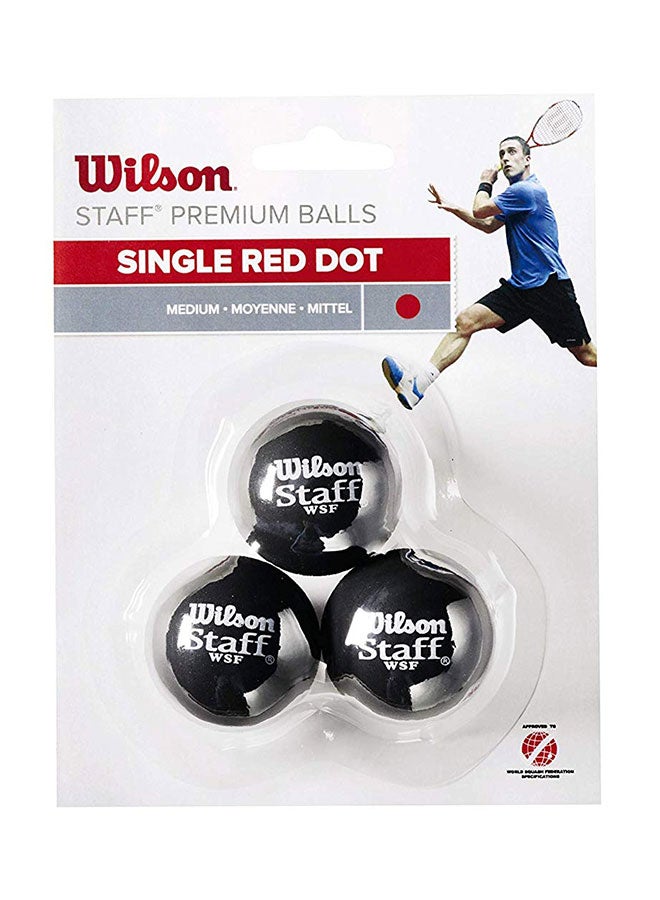 Wilson 3-Piece Staff Single Red Dot Squash Ball 