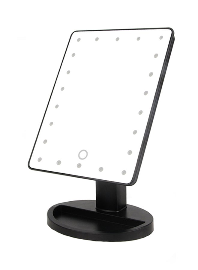 LED Touch Screen 22 Light Makeup Mirror Table Black 18.5 x 25cm 