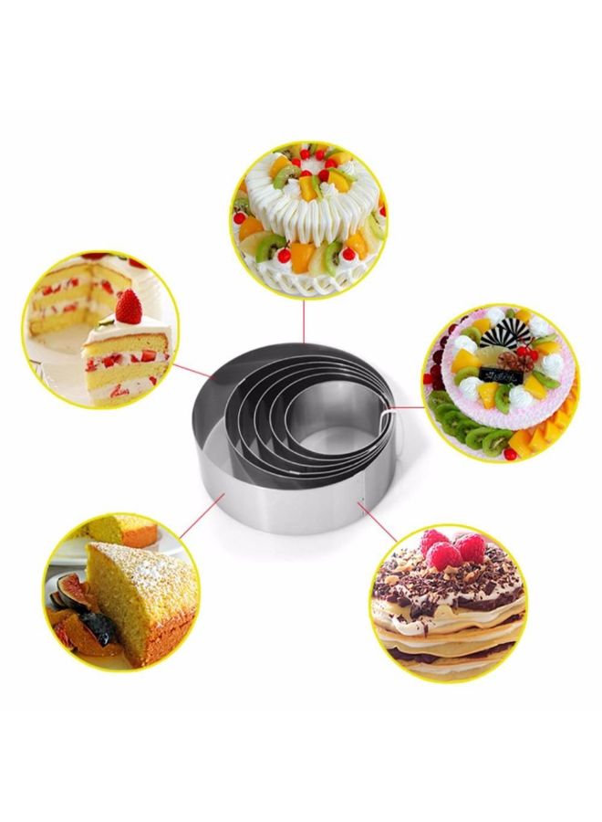 6-Piece  Round Shape Mousse Ring Mould Circle Silver 12.4centimeter  - Image 2
