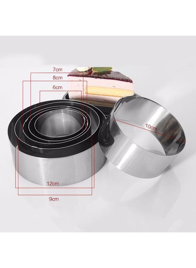 6-Piece  Round Shape Mousse Ring Mould Circle Silver 12.4centimeter  - Image 3