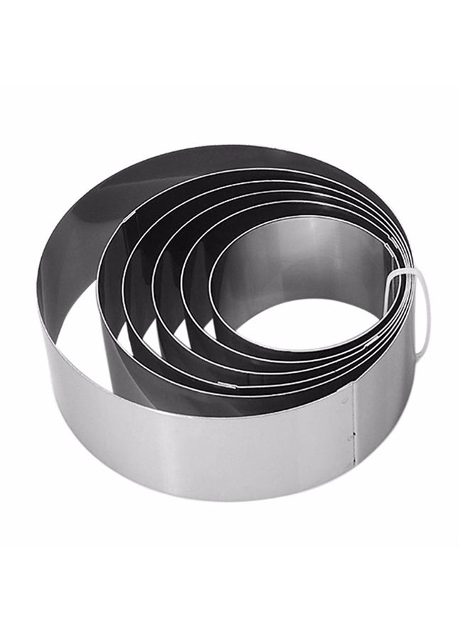 6-Piece  Round Shape Mousse Ring Mould Circle Silver 12.4centimeter  - Image 1