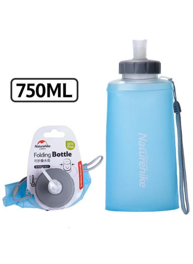 Portable Folding Sport Water Bottle With Straw Blue 5cm  - Image 2