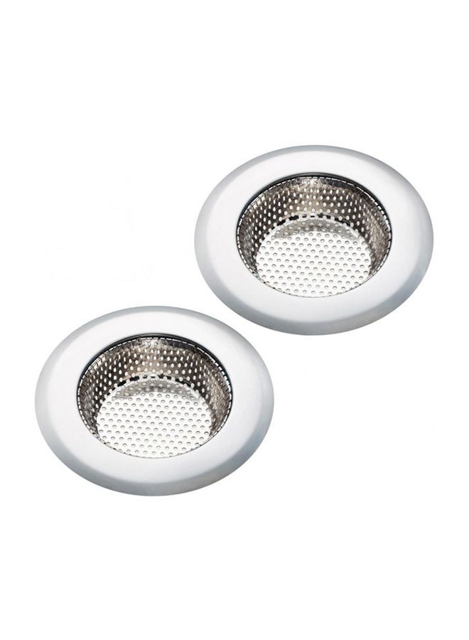 طقم مصافي لمغسلة المطبخ مكون من قطعتين فضي 4.5بوصة - Image 1