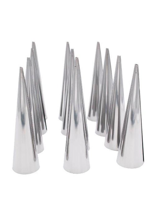 12 قطعة من قوالب تشكيل الكريمة للمعجنات على شكل قمع فضي 7Ø³Ù†ØªÙŠÙ…ØªØ± - Image 1