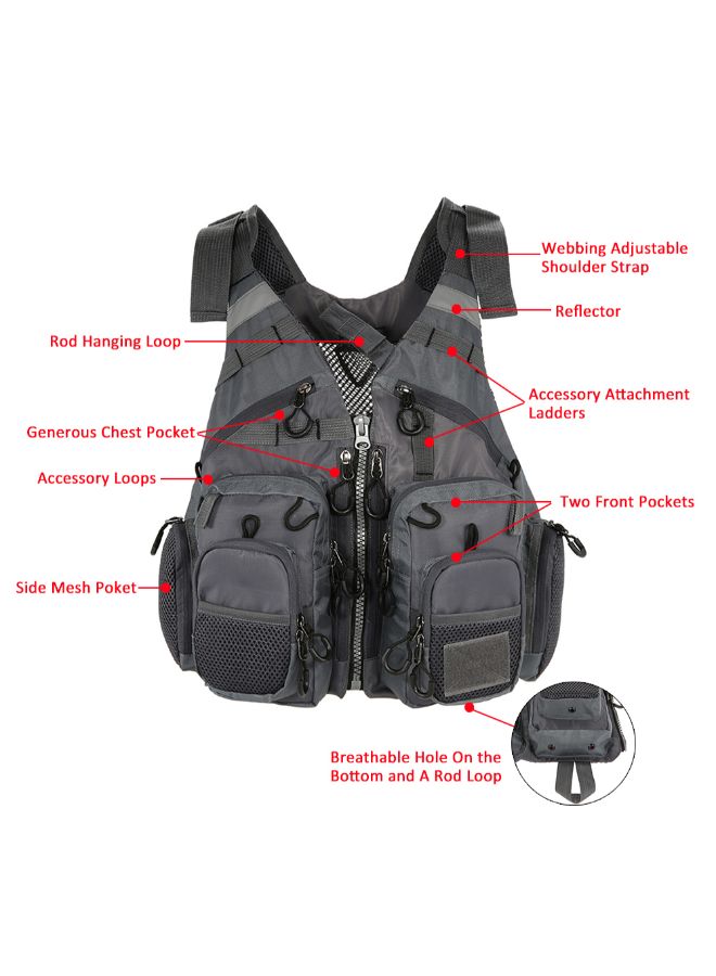 LIXADA Multi Pocket Breathable Mesh Fishing Waistcoat - Image 3