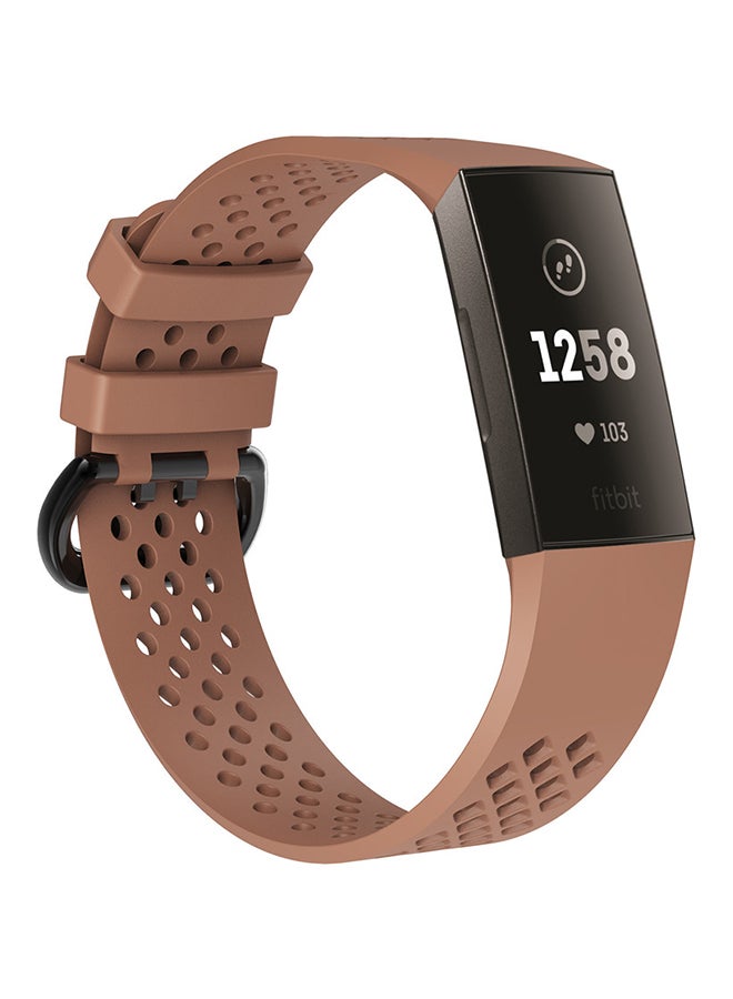 ISank Replacement Wrist Band For Fitbit Charge 3 Brown  - Image 1