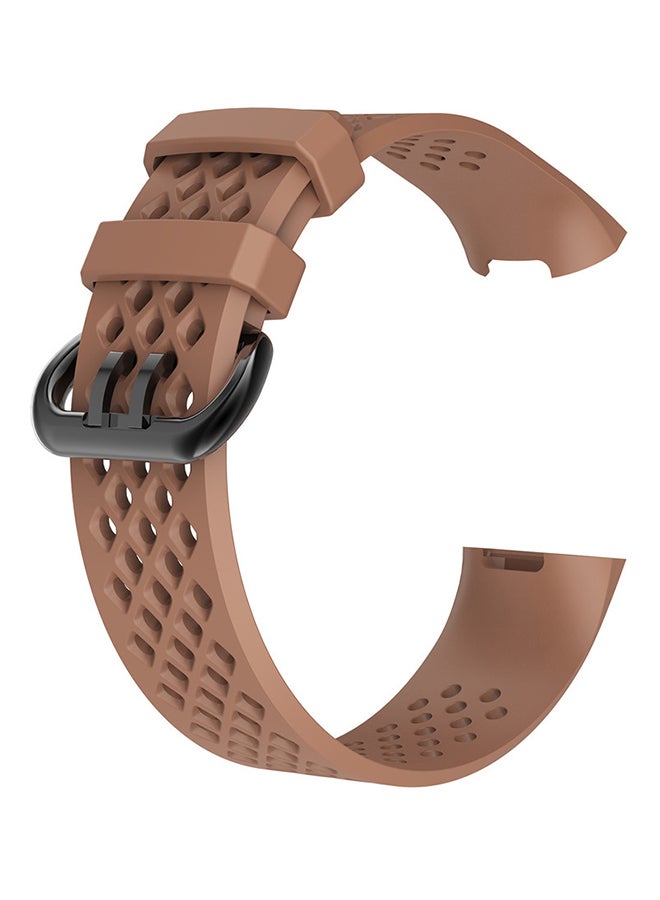 ISank Replacement Wrist Band For Fitbit Charge 3 Brown  - Image 2