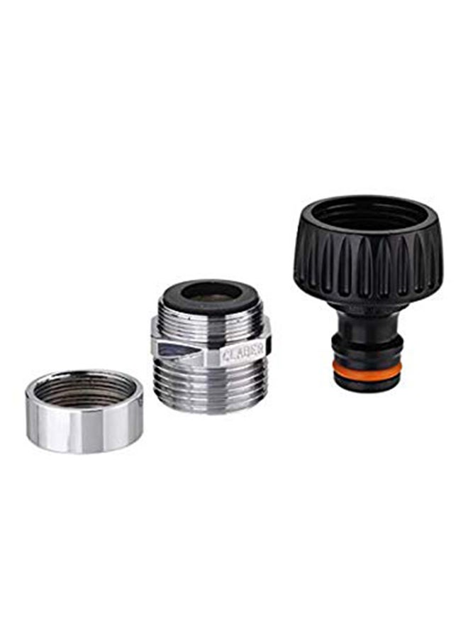 كلابر موصل للصنبور مزود بمحول أسود/ فضي 60جرام