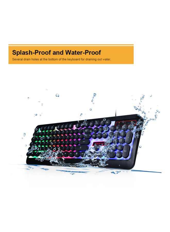 Ergonomic Design Rainbow LED Gaming Keyboard For PC Laptop -wired  - Image 2