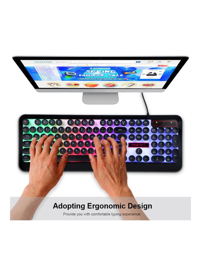 Ergonomic Design Rainbow LED Gaming Keyboard For PC Laptop -wired  - Image 3