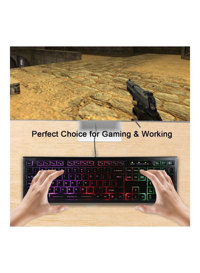 Ergonomic Design Rainbow LED Gaming Keyboard For PC Laptop -wired  - Image 5