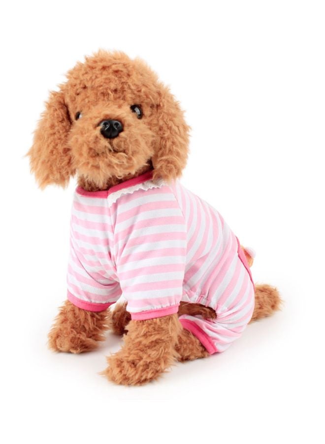 جمبسوت ناعم برسومات كرتونية للحيوانات الأليفة وردي/أبيض - Image 2