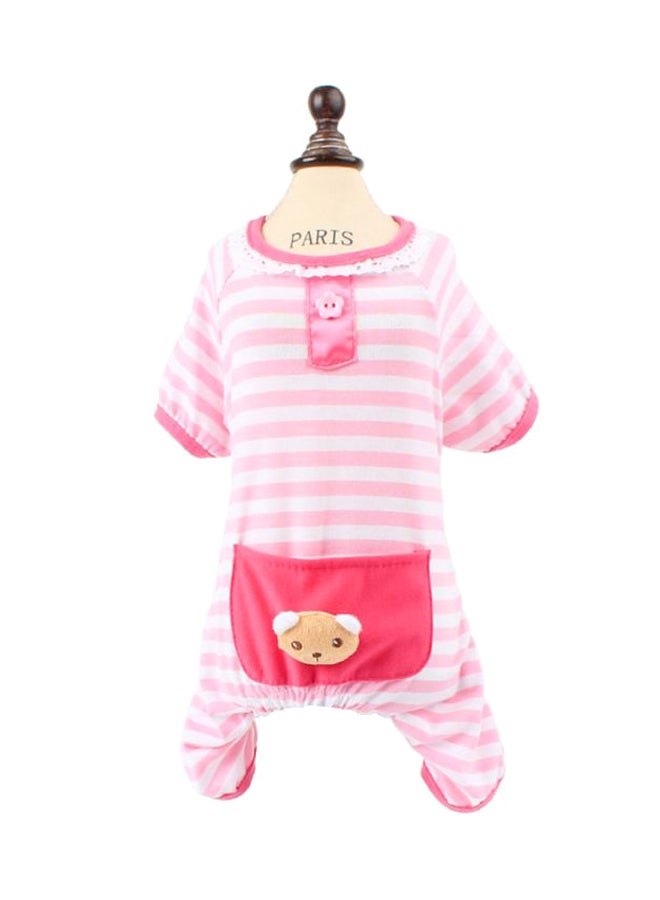 جمبسوت ناعم برسومات كرتونية للحيوانات الأليفة وردي/أبيض - Image 1