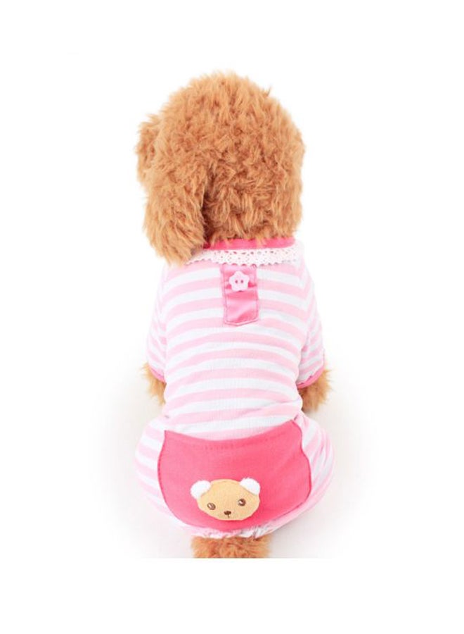 جمبسوت ناعم برسومات كرتونية للحيوانات الأليفة وردي/أبيض - Image 3