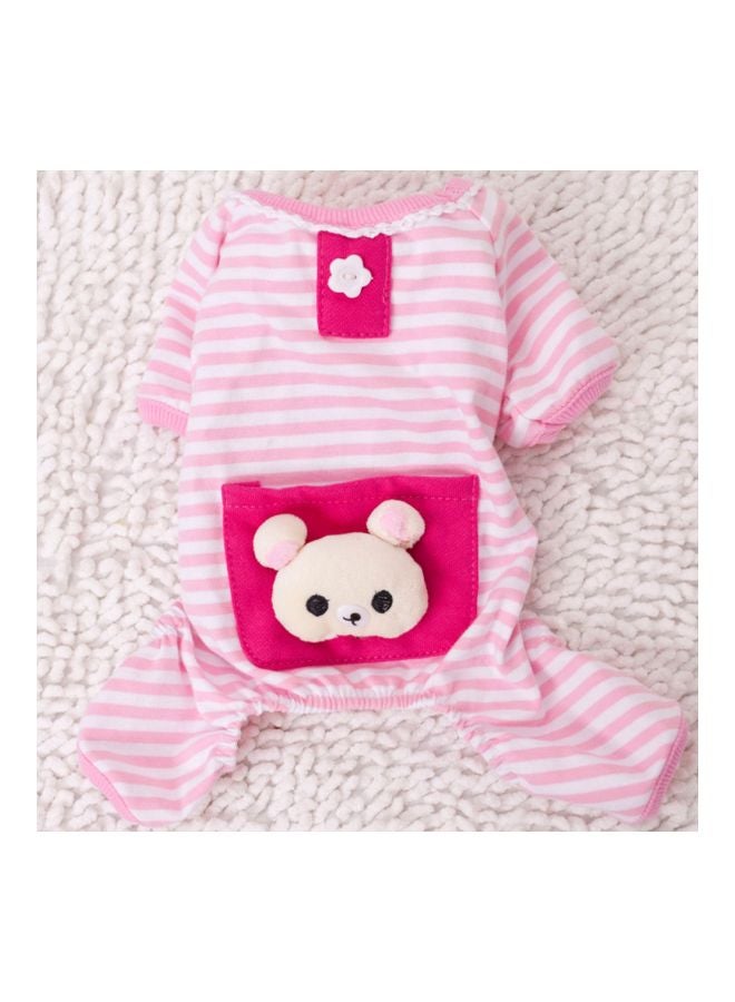 جمبسوت ناعم برسومات كرتونية للحيوانات الأليفة وردي/أبيض - Image 4