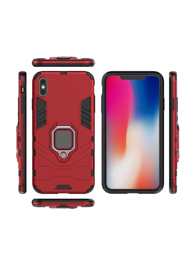 Protective Snap Case With Holder For Apple iPhone Xs Max Red/Black - Image 2