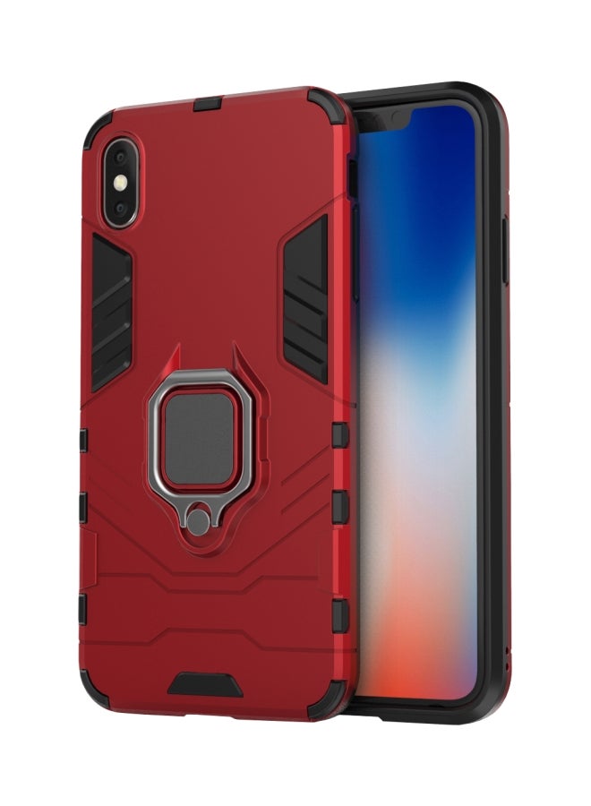 Protective Snap Case With Holder For Apple iPhone Xs Max Red/Black - Image 1