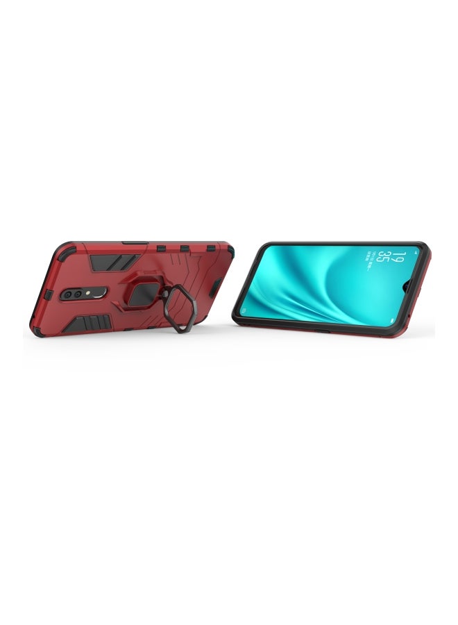 Hard Case Cover With Ring Holder For Oppo F11 Red/Black  - Image 2