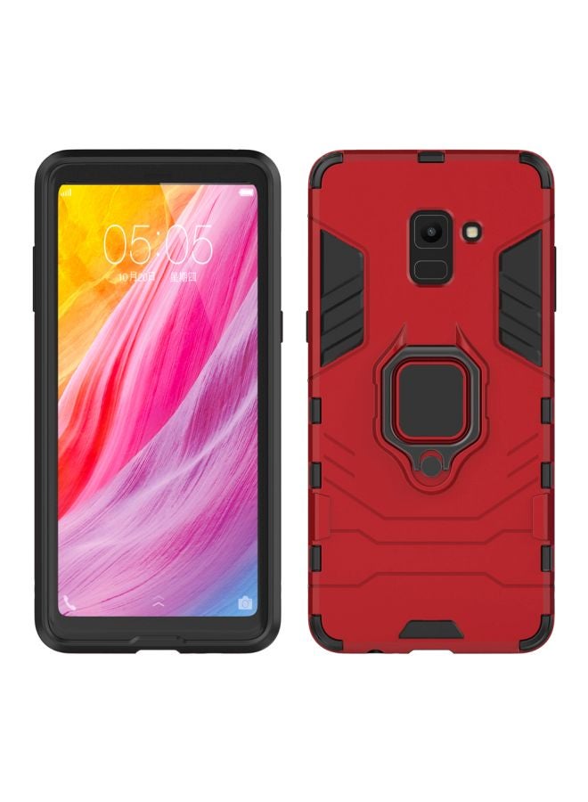 Protective Snap Case Cover For Samsung A8 Plus(2018) Red/Black - Image 1