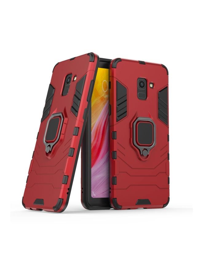 Protective Snap Case Cover For Samsung A8 Plus(2018) Red/Black - Image 2