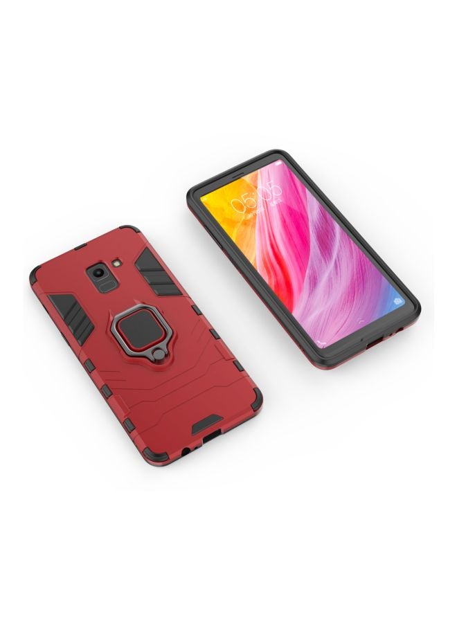 Protective Snap Case Cover For Samsung A8 Plus(2018) Red/Black - Image 4