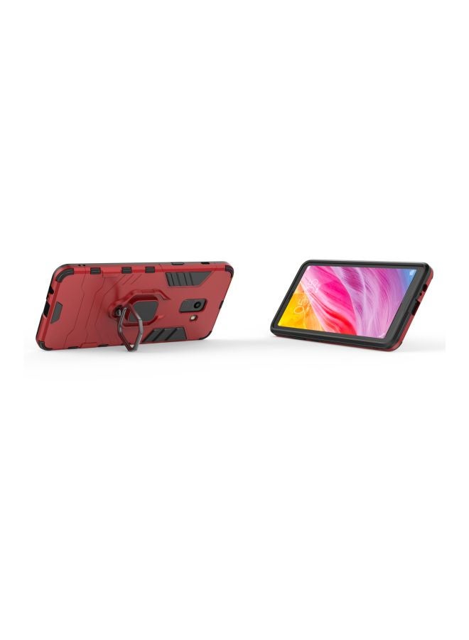 Protective Snap Case Cover For Samsung A8 Plus(2018) Red/Black - Image 5