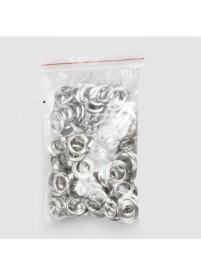 100-Piece Grommets Eyelets For Canvas Clothes And Leather Silver - Image 1