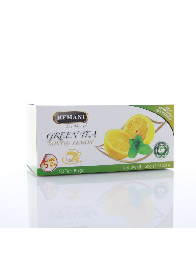 HEMANI Mint And Lemon Green Tea 25 Bags 50grams  - Image 2