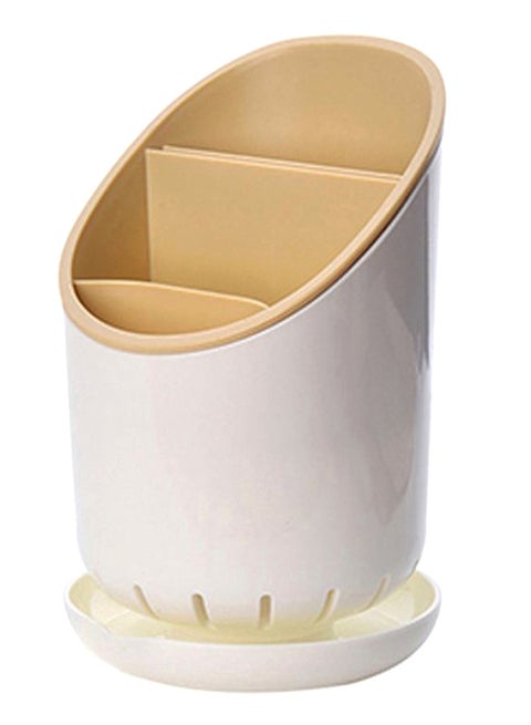 Tableware Storage Drain Chopstick And Spoon Holder Beige 12.2 x 19cm