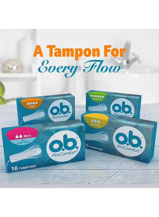 o.b. - 16-Piece ProComfort Curved Grooves Tampons White - Image 1