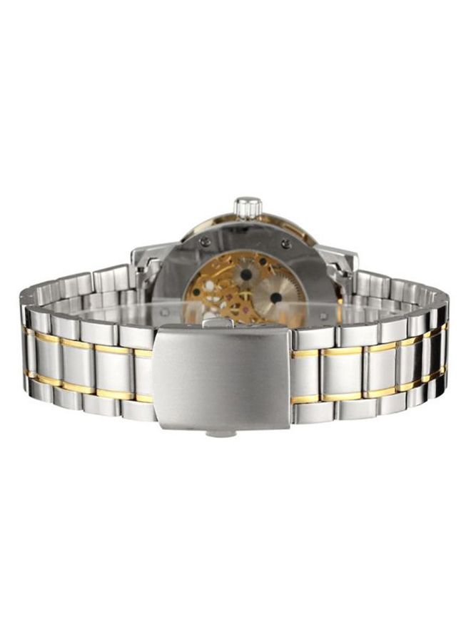 وينر ساعة يد بعقارب وسوار من الستانلس ستيل طراز F120604 - مقاس 41 مم - فضي/ذهبي للرجال - Image 2