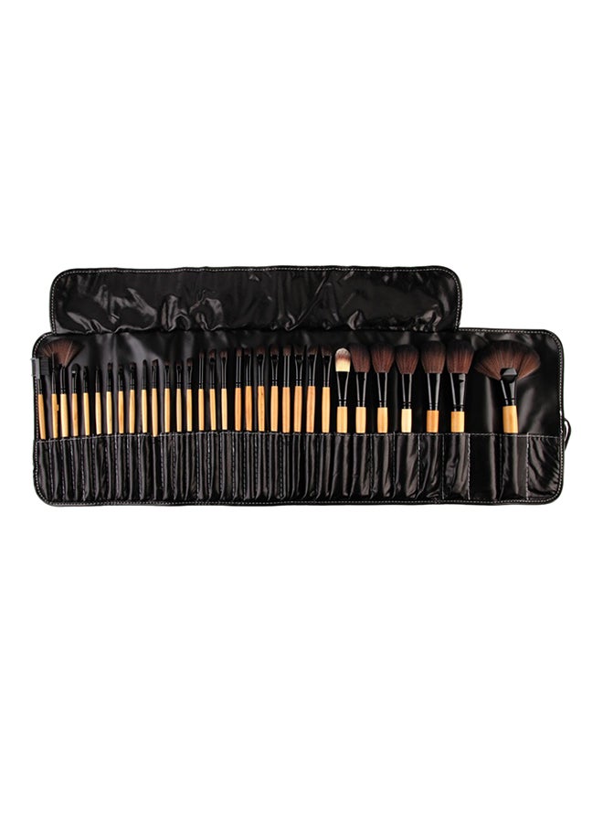 طقم فراشي مكياج بشعار مطبوع من 32 قطعة أسود - Image 2