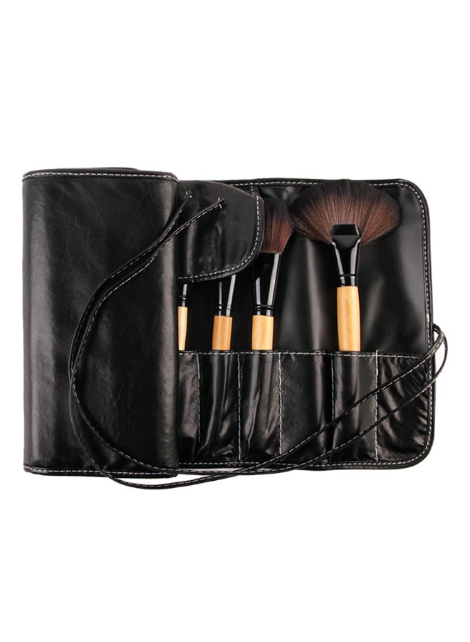 طقم فراشي مكياج بشعار مطبوع من 32 قطعة أسود - Image 3