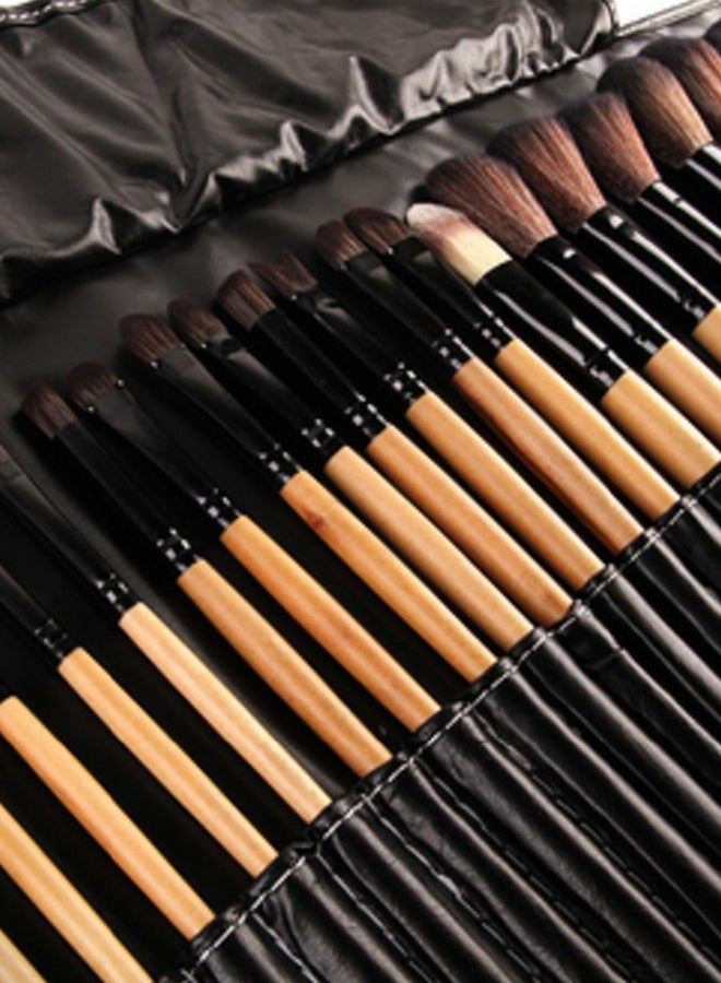 طقم فراشي مكياج بشعار مطبوع من 32 قطعة أسود - Image 4