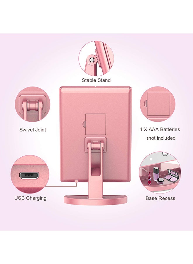 Generic - 21 LED Lights Touch Screen Vanity Mirror With Magnification Pink - Image 1