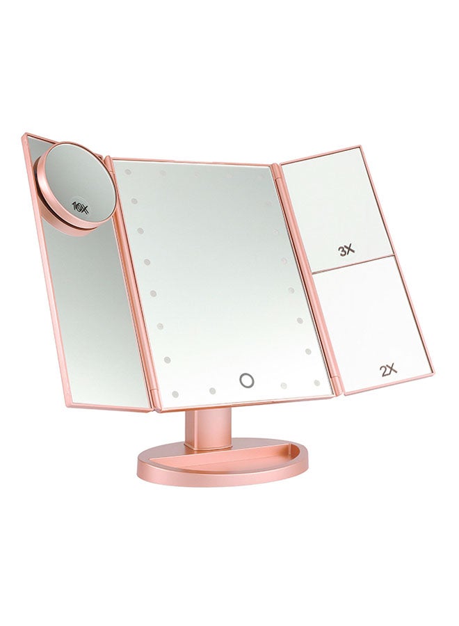 Generic - 21 LED Lights Touch Screen Vanity Mirror With Magnification Pink - Image 1