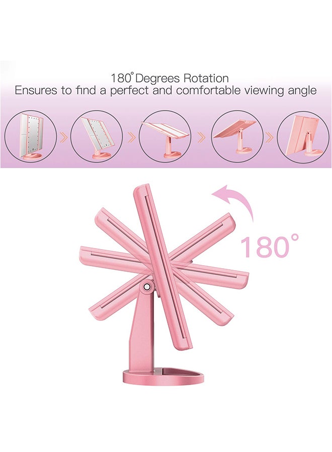 Generic - 21 LED Lights Touch Screen Vanity Mirror With Magnification Pink - Image 1