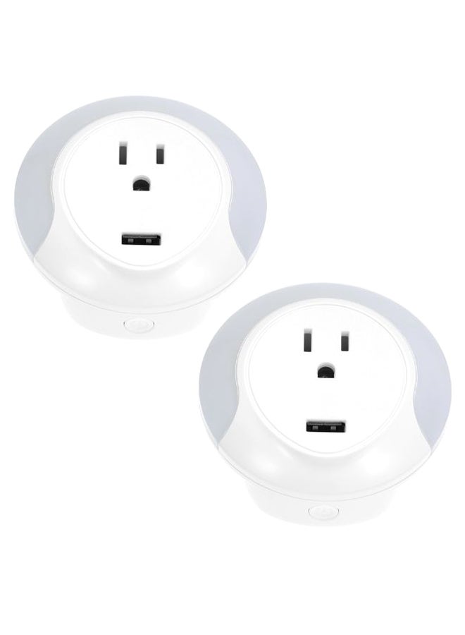 Generic - 2-Pack LED Lighting USB Mini Smart Wi-Fi Socket Set White 0.25kg - Image 1
