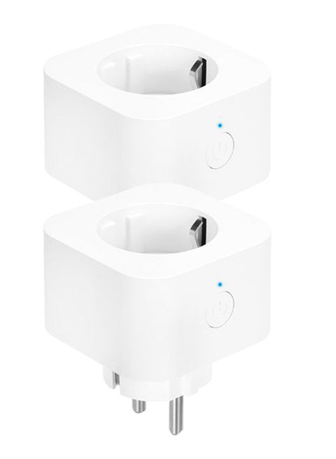 2-Piece Mini Smart Remote Control Wi-Fi Socket Set White 0.26kg
