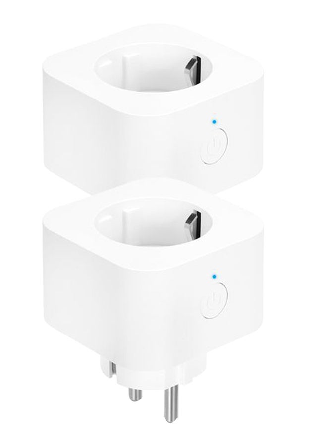 Generic - 2-Piece Mini Smart Remote Control Wi-Fi Socket Set White 0.26kg - Image 1